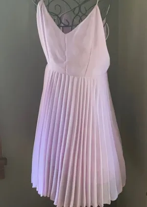 ASOS Pleated Pastel Purple V-Neck Tie-Back Fairycore Spring/ Summer Dress Sz. 4 thumbnail 1