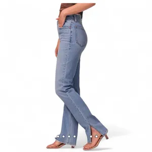 Abercrombie & Fitch 90’s Straight Leg Ultra High Rise Light Blue Jeans Side Vent thumbnail 2