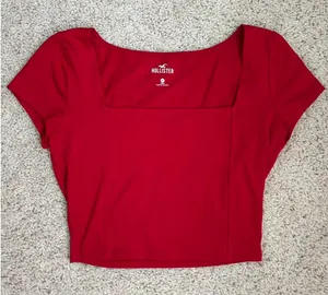 Hollister Red Cropped Square Neck Baby Tee thumbnail 1