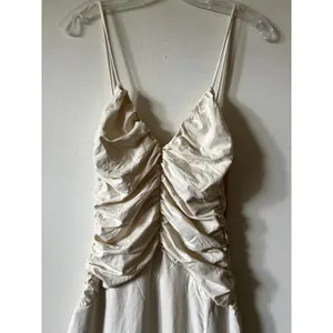 Oh Polly Elanora Deep V-neck Maxi Dress in Ivory Size M New thumbnail 5