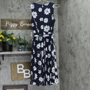 Tommy Hilfiger Belted Lace Fit and Flare Midi Dress Sky Captain Blue / Ivory 2 thumbnail 2