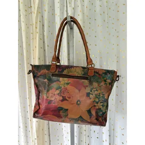 Patricia Nash Navelli Floral Cognac Heritage Italian Leather Tote Shoulder Bag thumbnail 3