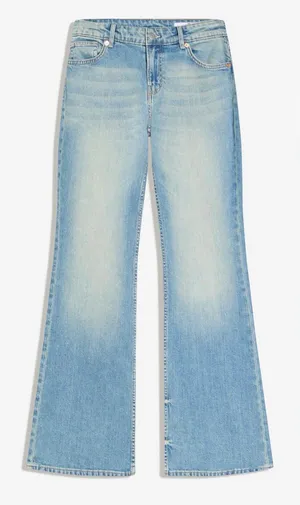 Bershka Light Blue Flared Jeans thumbnail 1