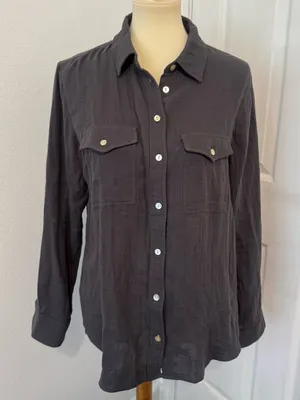 Faherty Indio Dream Cotton Gauze Button Down Shirt Chest Pockets ASO TV Medium thumbnail 1