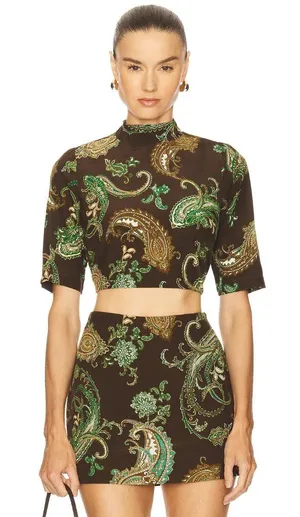Hemant & Nandita Boxy Top Dark Brown Womens Size XS thumbnail 1