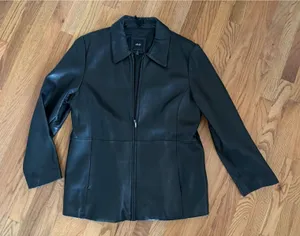 JLC NEW YORK LADIES Black Y2k‎ Soft LEATHER JACKET SIZE XL Minimalist thumbnail 1