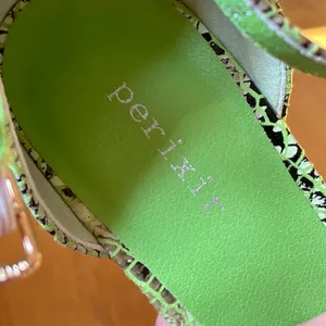 Perixir Women’s US 7 Green Snakeskin Print Stiletto Ankle Strap Sandals Heels thumbnail 6