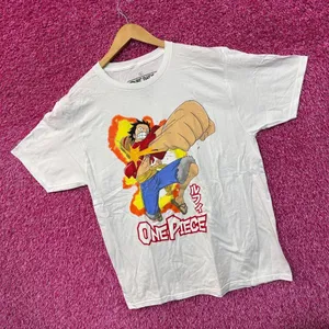 One Piece Luffy D Monke Super Elastic Punch Anime Tee L thumbnail 3