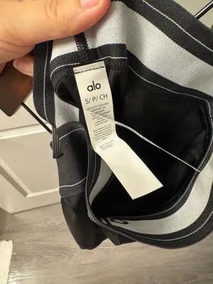 Alo Yoga Black Leggings with White Side Stripes thumbnail 6