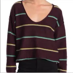 Free People Make You Mine Sweater Sz M Striped Crop 90’s Oversized thumbnail 1