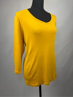 Scoop Neck Long Sleeve Top Mustard Yellow thumbnail 4