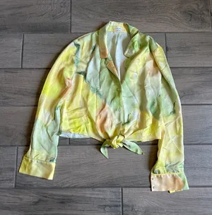 Wilfred Lightweight Tie-Front Blouse in Yellow Watercolor thumbnail 1