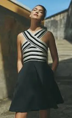 Anthropologie Maeve Black Crosswise Flare Dress Size 6 thumbnail 1