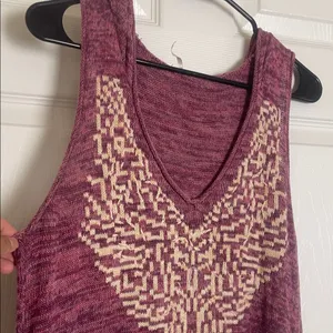 Free people Sleeveless Maroon Tunic with Beige Pattern thumbnail 5