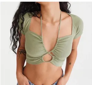 Aeropostale tie front cut out crop top thumbnail 2