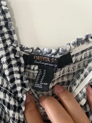 Forever 21 Black White Gingham Check Smocked Midi Dress Medium Western Fall thumbnail 4