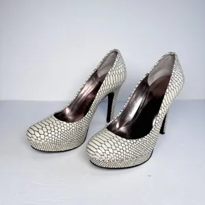 Calvin Klein Karsyn Python Embossed Leather Platform Pumps 7M thumbnail 3