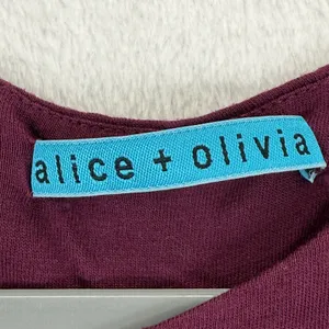 Alice + Olivia Top Womens‎ Sz S Peplum Short Sleeve Maroon Rayon Silk Blend READ thumbnail 5