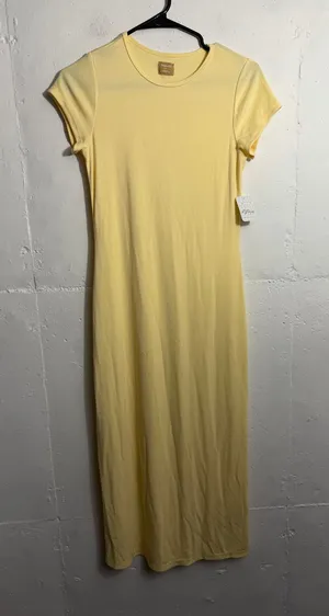NEW Free People Free EST Butter Yellow Midi Dress Short Sleeve Size Small thumbnail 1