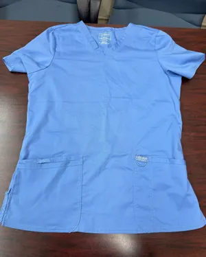 Cherokee Revolution Ceil Blue Short Sleeve V-Neck Scrub Top Size Medium thumbnail 1
