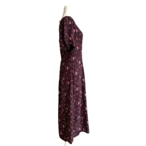 Old Navy Dress Purple Plum Floral Short Puff Sleeve Dress Midi Maxi Medium NEW thumbnail 5