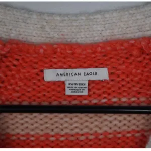 American Eagle Striped Cardigan Button Front Multicolor Pink Cream Fuzzy Size XS thumbnail 4