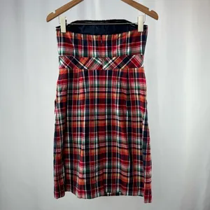 Vineyard Vines Strapless Plaid‎ Mini Dress in Red Size 4 thumbnail 2