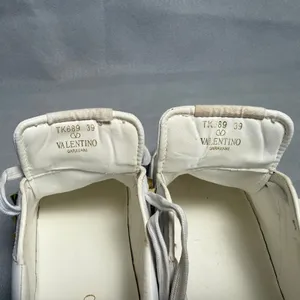 Valentino Garavani Rockstud Untitled White Leather Sneakers Gold Studs 39 thumbnail 9