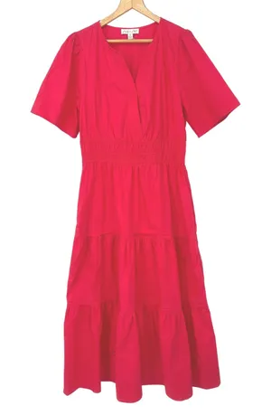 SHE + SKY Maxi Dress Women M Pink Tiered Boho Cottage Romantic Festival Casual thumbnail 1