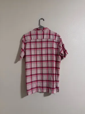 Patagonia Pink and White Plaid Short Sleeve Button-Down Shirt thumbnail 3