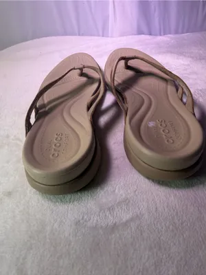 CROCS Women's Beige/Tan Strappy Flip Flop Sandals thumbnail 7