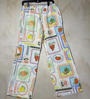 Cali 1850 Womens M Fruit Print Linen Blend Wide Leg Pull On Beach Resort Pants thumbnail 1