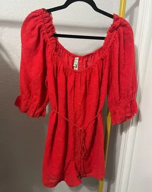 FREE PEOPLE Intimately Get Your Romper On Romper in red thumbnail 1
