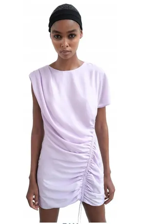 Zara Lilac Side-Ruched Mini Dress thumbnail 1