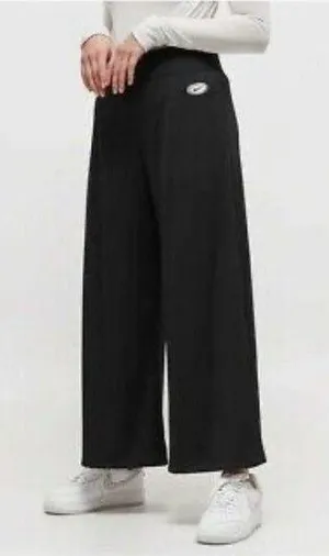 NWT Nike small black cropped wide leg flare ribbed pants streetwear lounge thumbnail 2