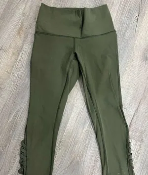 size 6 Olive Green Leggings with Mesh thumbnail 1
