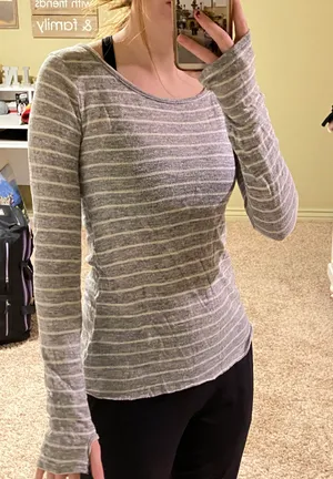 Striped Sweater with Thumb Hole thumbnail 1