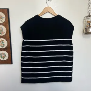 Leani Striped Knit Sleeveless Boxy Oversized Sweater Shirt Medium thumbnail 4