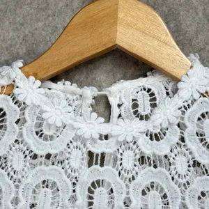 White Crochet Lace Long Sleeve Blouse High Neck Floral‎ Boho Top XS Boho Cottage thumbnail 4
