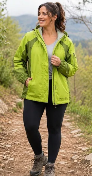 Free Country AthletX Series Women’s Green Hooded Full Zip Windbreaker Jacket M thumbnail 1