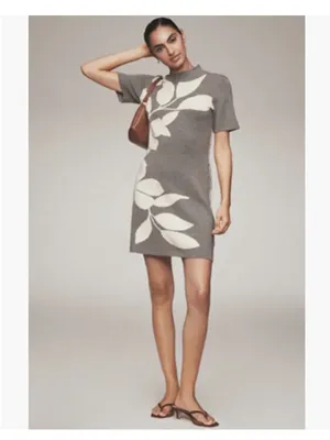 ANTHROPOLOGIE Nina Short-Sleeve Mock Neck Mini Dress XS thumbnail 3