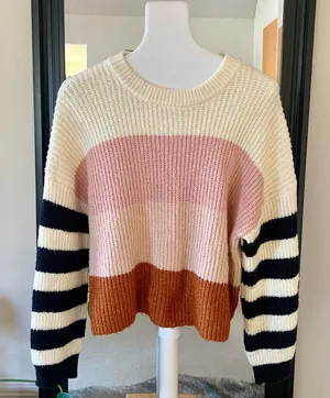 Colorblock Striped Long Sleeve Sweater thumbnail 1