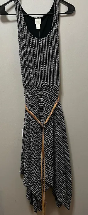 Boho Midi Dress Flowy Handkerchief Dress Hem Festival Vibes Earthy Tones 0 Small thumbnail 1