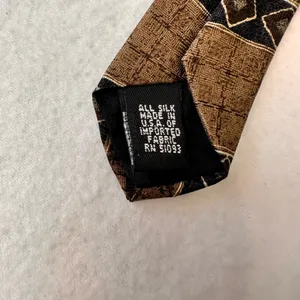 J Ferrar Vintage Silk Tie Men's Brown Geometrics Office Elegant Necktie Classic thumbnail 8