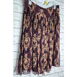 Vtg INC International Concepts 100% Silk Beaded Floral Skirt Size 12 Whimsigoth thumbnail 3