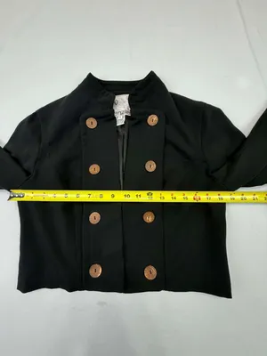 Kenzie Women's Black Cropped Double Breasted Military Style Jacket Size 12 thumbnail 7