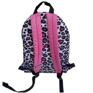 Yak Pak Heart Pink Grey Black Leopard Print Backpack 16"x12" Exterior Pocket thumbnail 5