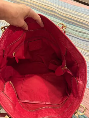 Coach Ellis Tote 33961 Red Pebbled Leather Gold Hardware thumbnail 5