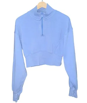 Offline by Aerie Blue Cropped Hoodie Size M thumbnail 1