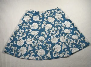 LOFT Women’s Medium Floral A-Line Skirt Blue White Paisley Flare thumbnail 1